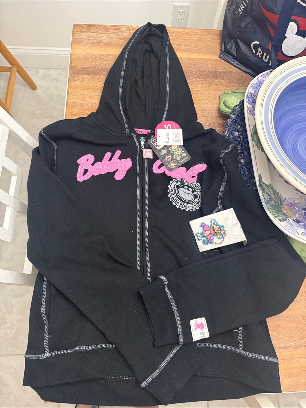 Bobby Black Girls' Zip Hoodie with Pink Script Logo special edition